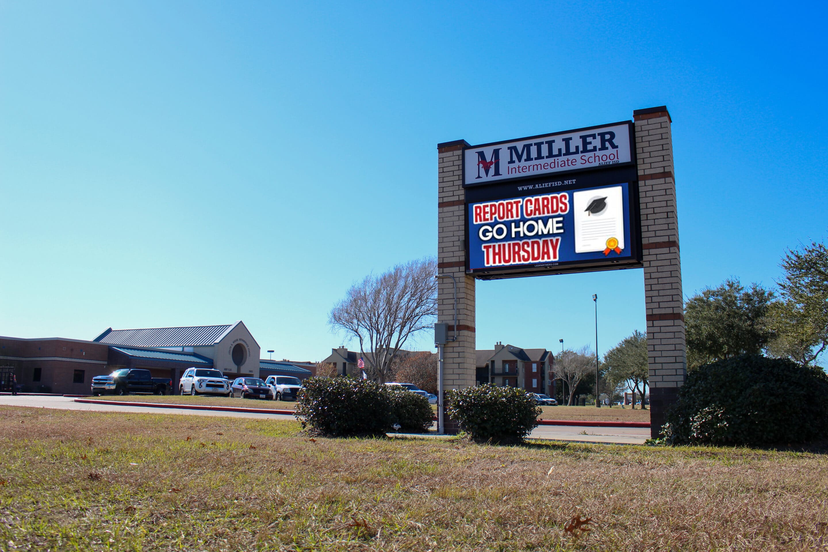 Marquee for Miller Intermediate School at Alief ISD